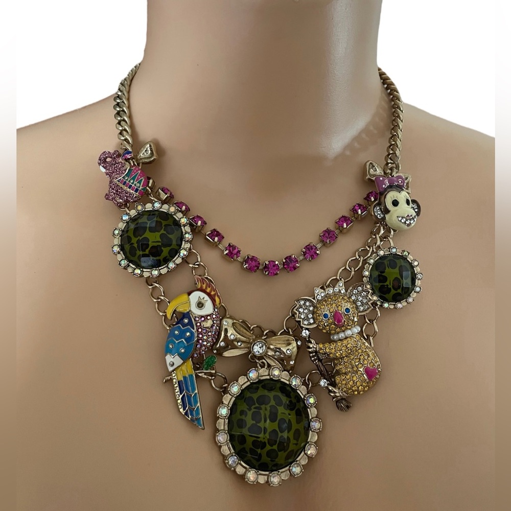 Betsey Johnson Elephant + Parrot + Koala + Monkey Necklace